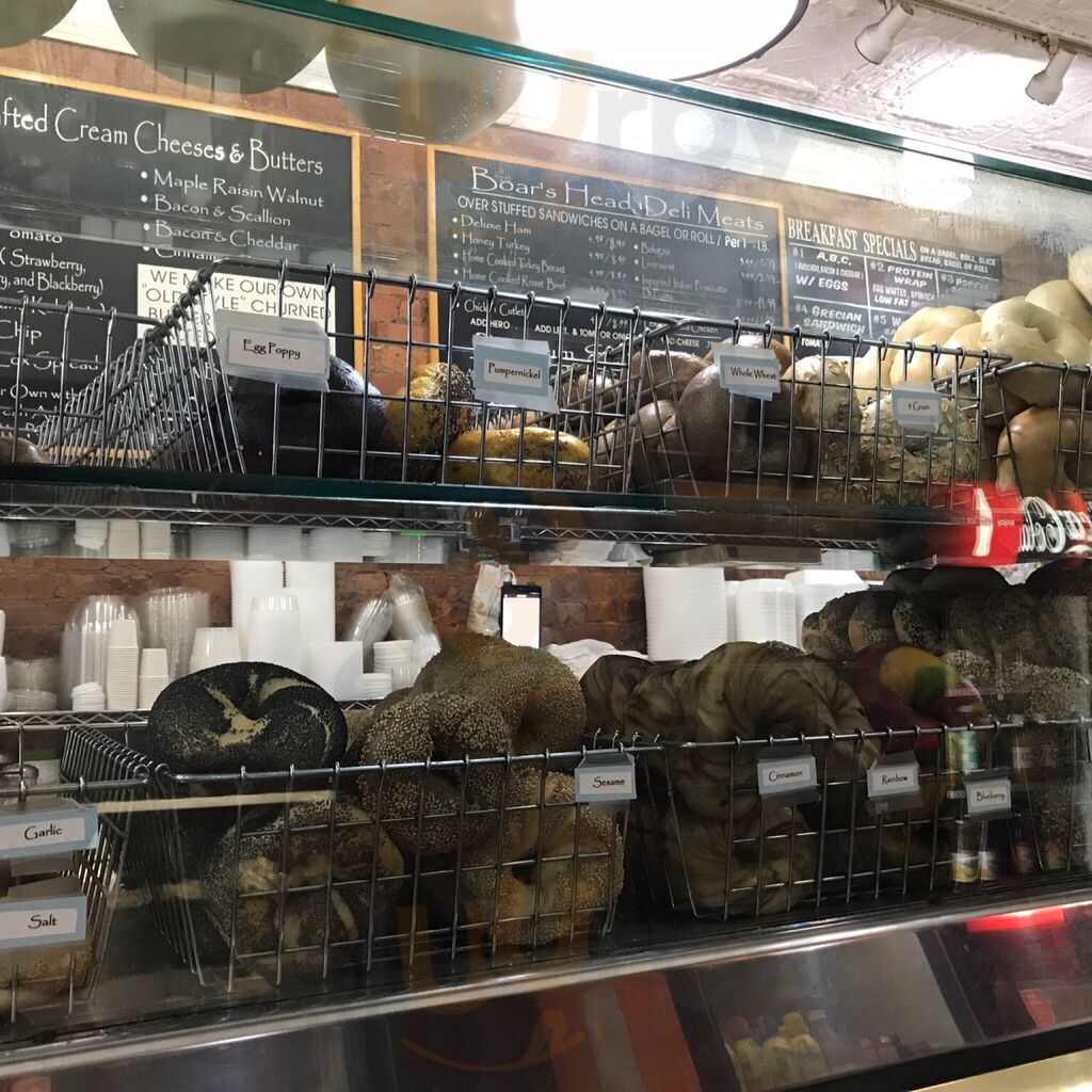 Bagel display inside the shop